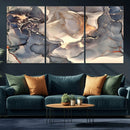 Abstract Blue and Gold Wall Art - Fluid Ink Artwork - Modern