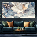 Abstract Blue and Gold Canvas Wall Art - Fluid Modern Ink