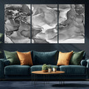 Black White Abstract Canvas Wall Art - Fluid Ink Artwork -