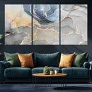 Large Abstract Blue and Gold Canvas Wall Art | Fluid Ink