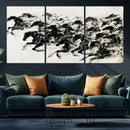 Abstract Horse Wall Art Canvas Print - Dynamic Black Ink