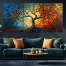 Yggdrasil Tree of Life Mosaic Stained Glass Wall Art Canvas,