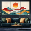 Southwest Mountain Wall Art Canvas Print – Boho Triptych