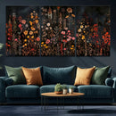 Dark Floral Canvas Wall Art - Moody Botanical Flower Print -
