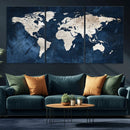 Vintage World Map Canvas Wall Art - Framed Map Print for
