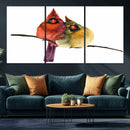 Cardinal Bird Canvas Wall Art - Male and Female Cardinal