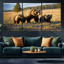 Grizzly Bear Family Wall Art Canvas Print – Majestic