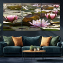Lotus Flower Wall Art Canvas Print, Water Lily Large Wall