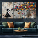 Butterfly Girl Wall Art – Vibrant Street Style Canvas Print,