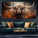 Highland Bull Canvas Abstract Canvas Wall Art Print –