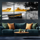 Yellow Rowboat Wall Art – Framed Tropical Shoreline Canvas by MyGreatCanvas | Canvas Wall Art Prints | Photo Prints & Wall Decor