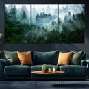 Misty Forest Wall Art Canvas Print – Framed Foggy Mountain