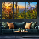 Forest Sunset Wall Art Canvas Print – Green Pines Sunset