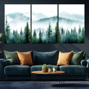 Pine Forest Wall Art Canvas Print – Misty Mountains Foggy