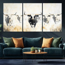 Texas Longhorn Wall Art Canvas Print – Rustic Western Bull