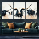 Texas Longhorn Wall Art Canvas Print – Majestic Horned Bull