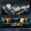Moonlit Mountain Wall Art Canvas Print – Silhouetted Pines