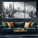 Snowy Pines Wall Art Canvas Print – Framed Ski Lift Winter