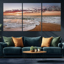 Ocean Sunset Wall Art Canvas Print – Framed Sandy Shore
