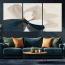 Minimal Flower Wall Art Canvas Print – Framed Beige Bloom