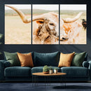 Texas Longhorn Wall Art Canvas Print – Framed Spotted Cow
