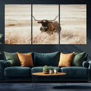 Texas Longhorn Wall Art Canvas Print – Framed Brown Horned
