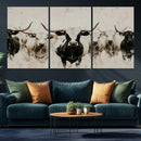 Longhorn Cattle Wall Art Canvas Print – Framed Bison Herd by MyGreatCanvas | Canvas Wall Art Prints | Photo Prints & Wall Decor