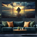 Jesus Walks Wall Art Canvas Print Framed Divine Sunset Art