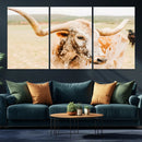 Texas Longhorn Wall Art Canvas Print – Framed Speckled Cow