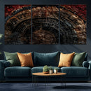 Dark Wood Ring Wall Art Canvas Print – Framed Abstract Tree