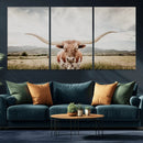 Texas Longhorn Wall Art Canvas Print – Framed Western Cow