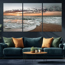 Ocean Sunset Wall Art Canvas Print – Framed Beach Waves