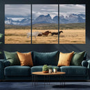 Grand Teton Park Wild Horses Wall Art Canvas Print – Framed
