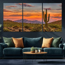 Saguaro Cactus Wall Art Canvas Print – Framed Arizona Sunset