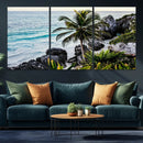 Tropical Coastline Wall Art Canvas Print – Framed Palm Tree