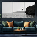 Jumping Wall Art Canvas Print – Framed Coastal Ocean Scene