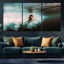 Vibrant Aquatic Motion Wall Art Canvas Print – Framed