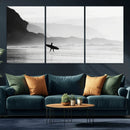 Surfer Beach Wall Art – Framed Black White Ocean Canvas by MyGreatCanvas | Canvas Wall Art Prints | Photo Prints & Wall Decor