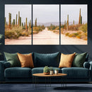 Desert Cactus Lined Road Wall Art Canvas Print – Framed by MyGreatCanvas | Canvas Wall Art Prints | Photo Prints & Wall Decor