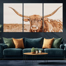 Longhorn Bull Wall Art Canvas Print – Framed Western Cow