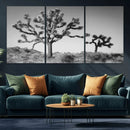 Joshua Tree Wall Art Canvas Print – Framed Monochrome Desert