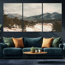 Mountain Landscape Wall Art Canvas Print – Framed Snowy