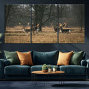 Deer Wall Art Canvas Print – Framed Rustic Wildlife Stags