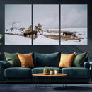 Bison Wildlife Wall Art Canvas Print – Framed Snowy Prairie