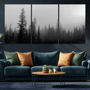 Misty Pines Wall Art Canvas Print – Framed Woodland
