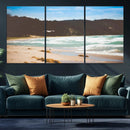 Tranquil Beach Scene Wall Art Canvas Print – Framed Blue