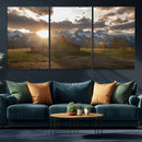 Snowy Peaks Wall Art Canvas Print – Rustic Mountain