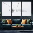Ski Lift Wall Art Canvas Print – Snowy Alpine Landscape