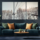 Frosty Pines Wall Art Canvas Print – Framed Cozy Cabin Ski
