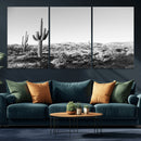 Saguaro Cactus Wall Art Canvas Print – Framed Monochrome